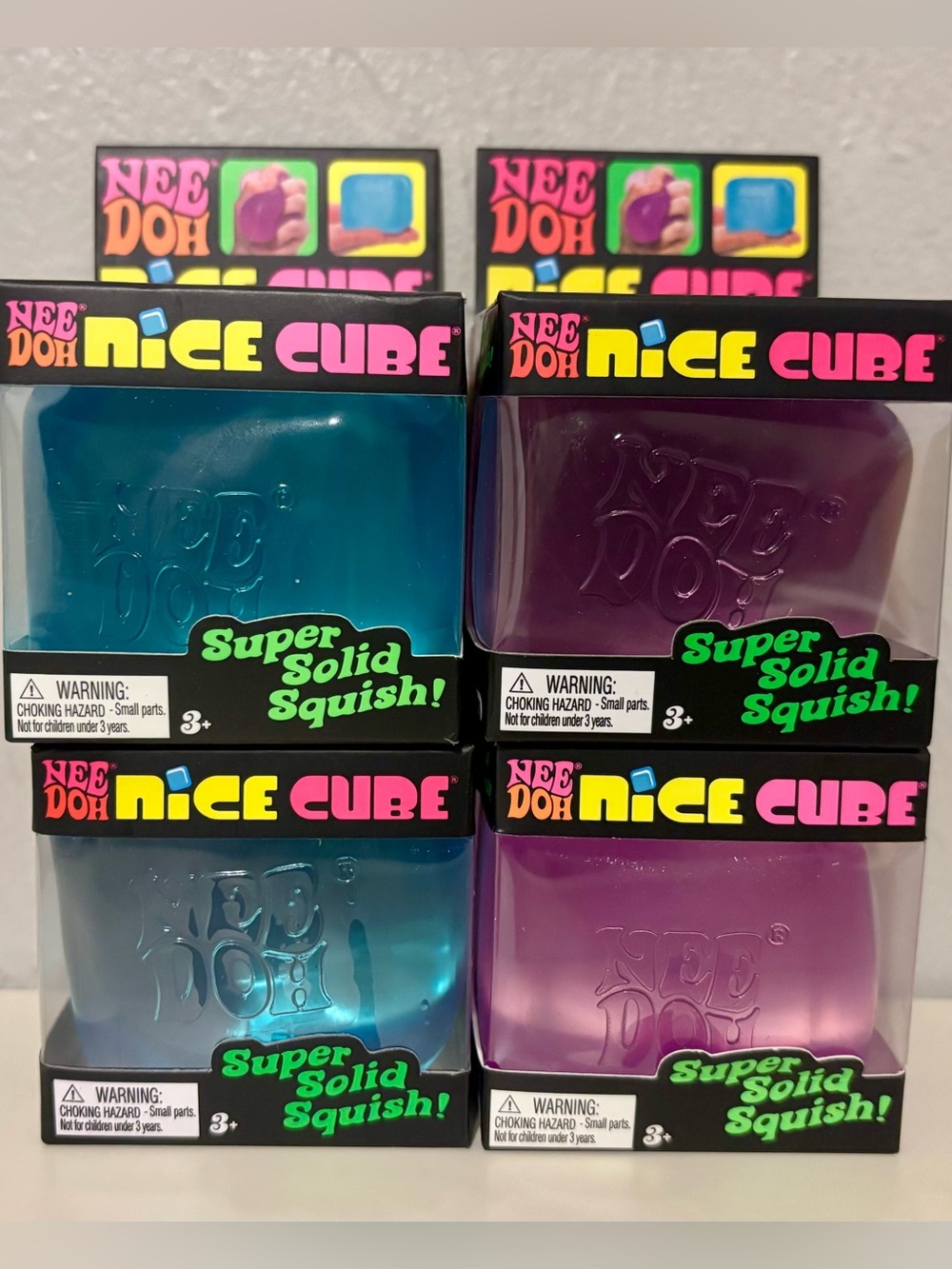 Nee Doh Nice Cube Kids Toy - Blue & Purple Super Solid Squish